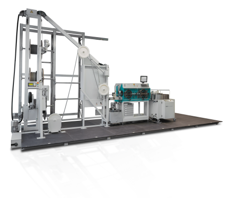 Semi-automatic cable storage system RAMA LA 03 with production line on mobile platform